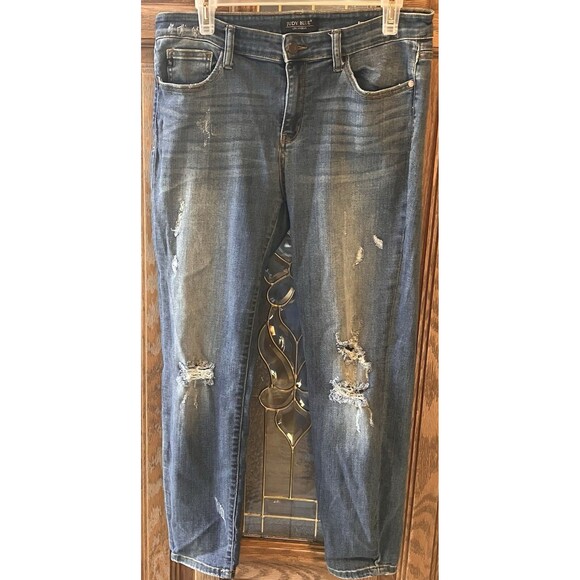 Judy Blue Relaxed Fit Jeans Women's 15 / 32 Distressed 32 x 27 Midrise - Picture 1 of 15